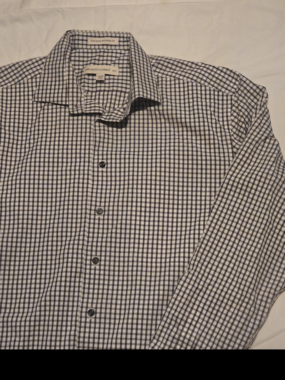 Pronto Uomo Blue and White Checked Dress Shirt